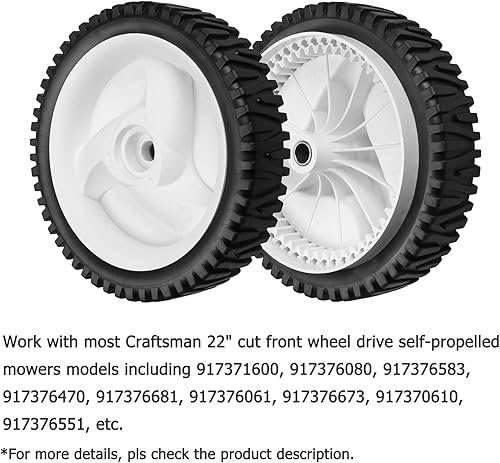 Miniatura 6 de Ruedas de transmisión delantera aptas para cortacésped Craftsman - Ruedas de neumáticos de tracción delantera compatibles con el tractor