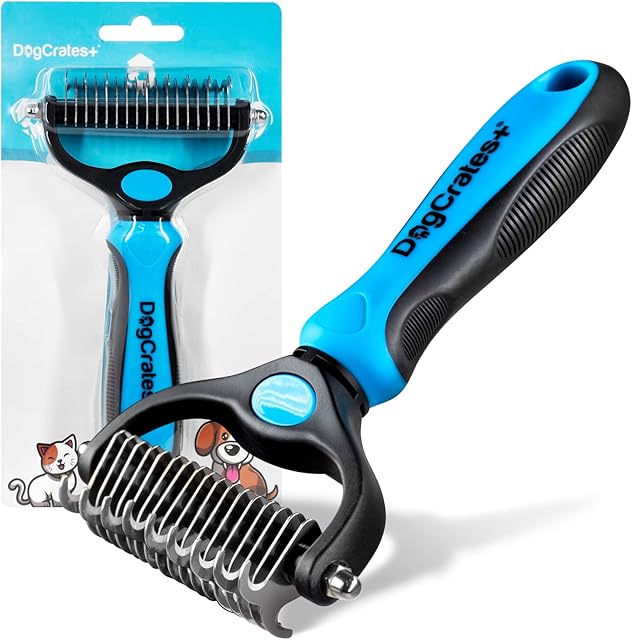 Dog Grooming Tool Undercoat Rake for Dogs & Cats - 2 Sided Dematting Tool Brush for Detangling and Removing Knots