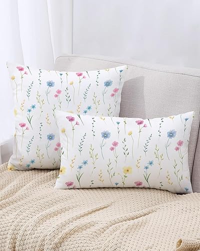 Miniatura 3 de CarOptics Funda de almohada floral primaveral de 18 x 18 pulgadas, diseño de mariposas y botánicos, funda de cojín decorativa rústica para el hogar