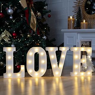 Led Light Up Letters, Led Marquee Letter Lights Love Sign, Decorative Numbers Light, Battery Powered Letter Sign Lights for Love Decor-Warm White
