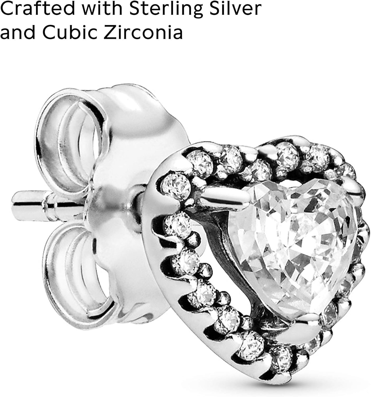 PANDORA Elevated Heart Stud Earrings - Timeless Earrings for Women - Great Gift - Made with Sterling Silver & Cubic Zirconia - With Gift Box
