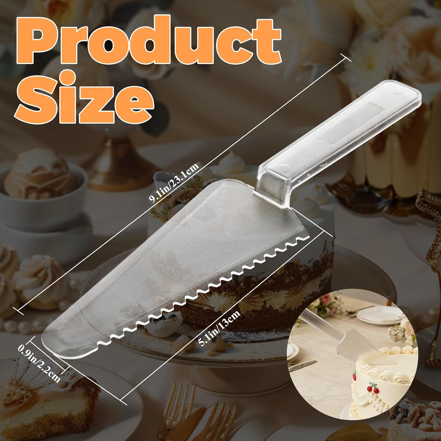 120 Pack Disposable Cake Cutter 9 Inch Plastic Cake Server Cutting, Cake Knives Pie Pizza Pastry Slicer Serving Utensils for Kitchen Wedding
