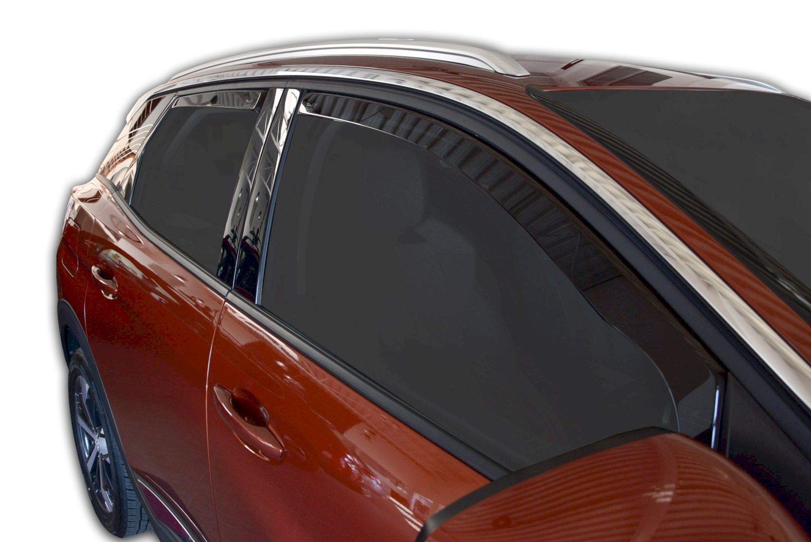 J&J AUTOMOTIVE Heko Déflecteurs d'air et de Vent pour Peugeot 3008 2 2017-2024, Lot de 4pcs, Teintés, Avant et Arrière, Aérodynamique