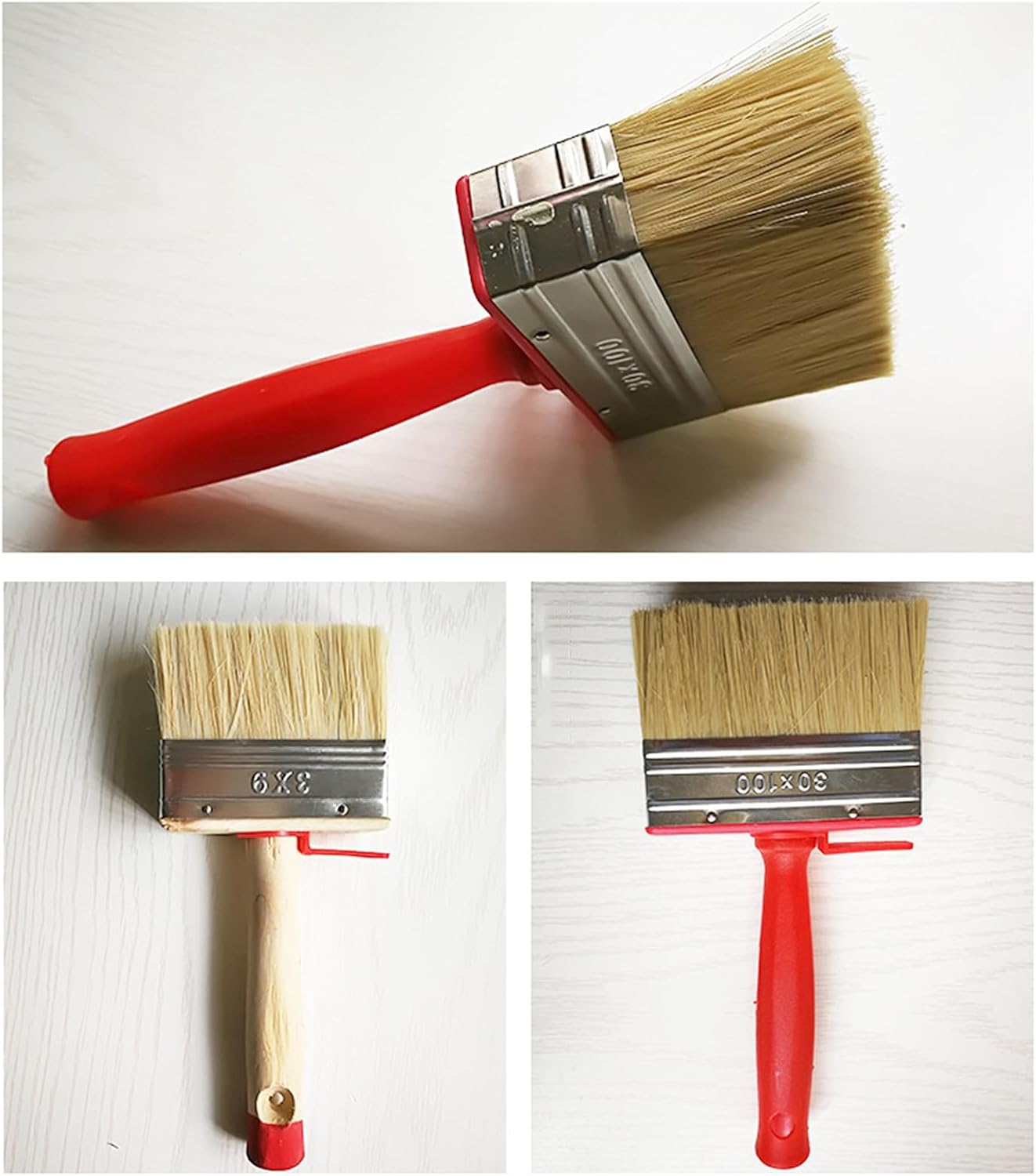 Pack of 4 Professional Wall Paint Brushes for Solvent Base Coatings Sturdy Wood Oil with Sturdy Handle
