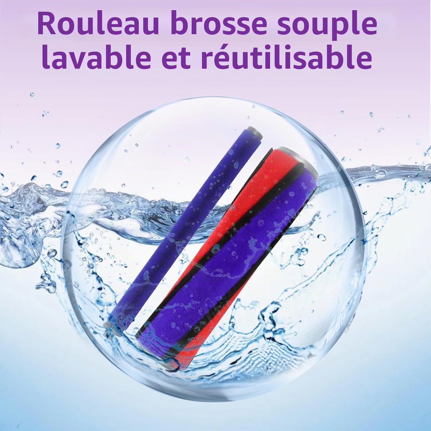Tête de Brosse à Rouleau Souple pour Aspirateurs sans Fil Dyson V7 V8 V10 V11 V15 SV10 SV11 SV12 SV14 Accessoire de Remplacement pour Tête d’aspirateur à Dégagement Rapide Dyson, Adapté aux Sols Durs