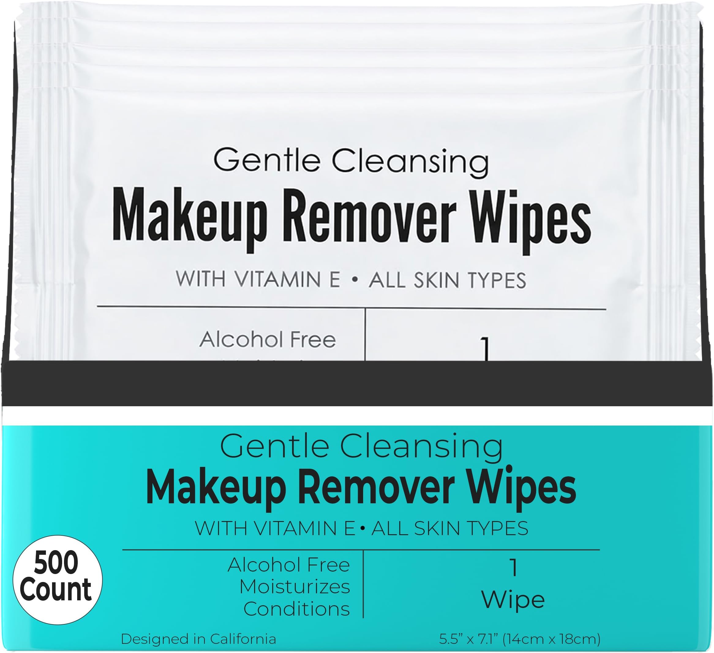 - Makeup Remover Wipes - Alcohol Free - Vitamin E Face Wipes for Sensitive Skin Comfort - Individually Wrapped - Travel Friendly Facial Cleansing Wipes - 500 Count