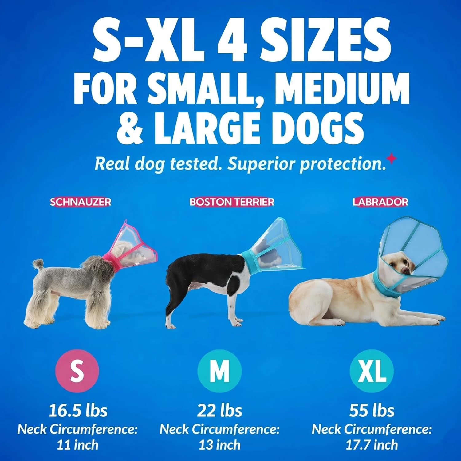 Soft Neck Pad - Hard Plastic Dog Surgery Recovery Cone Collar for Small Dogs, Clear Vision Cone for Dogs to Stop Licking, Comfy Dog Head Cones of Shame, Extra Long Elizabethan Collar, Blue-Green, S