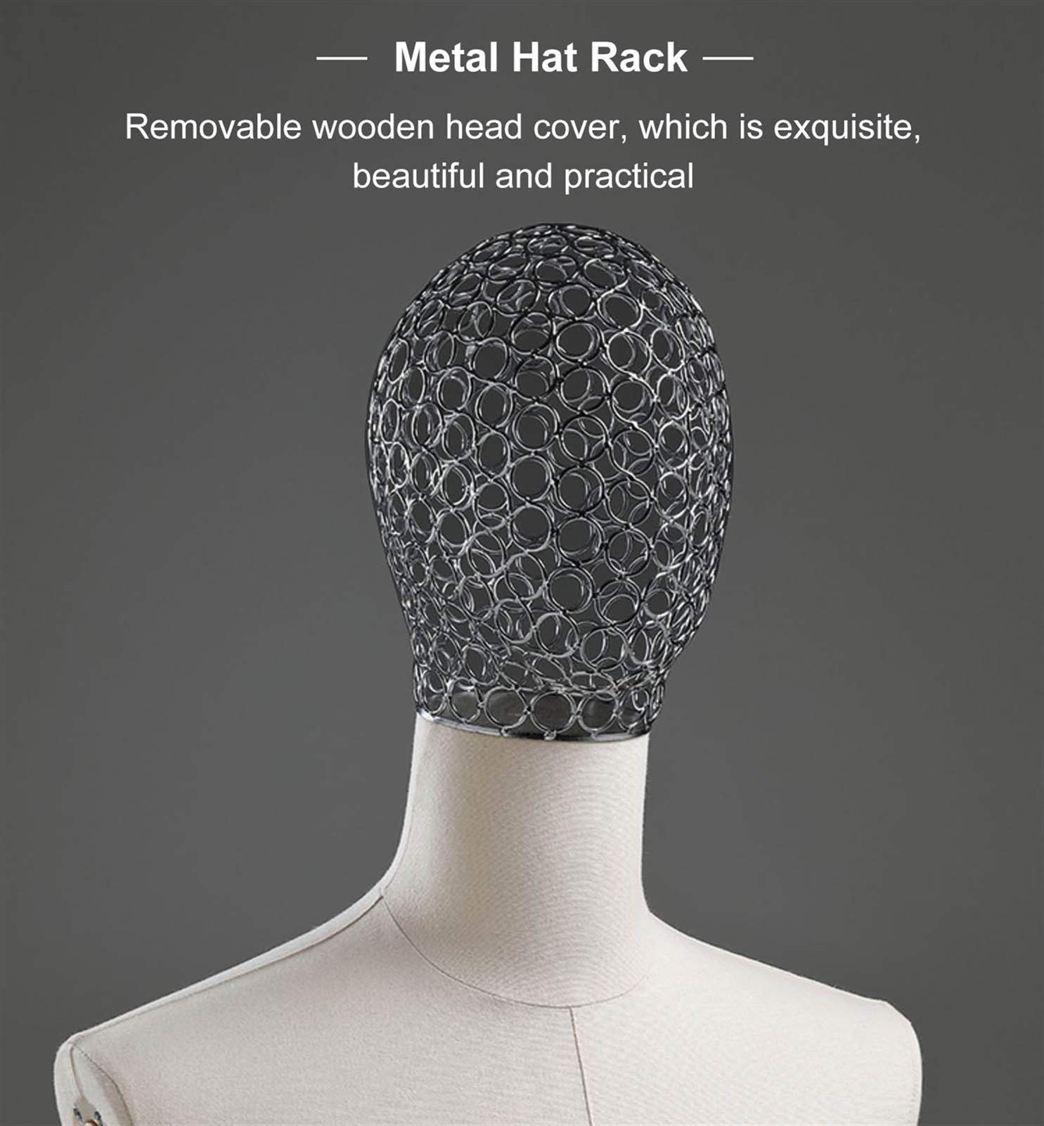 Manekin, czarny regulowany męski biust z metalową główką i elastycznymi ramionami, manekin do wyświetlania ubrań, wysokość 135-200 cm, idealny do sprzedaży detalicznej i krawieckiej