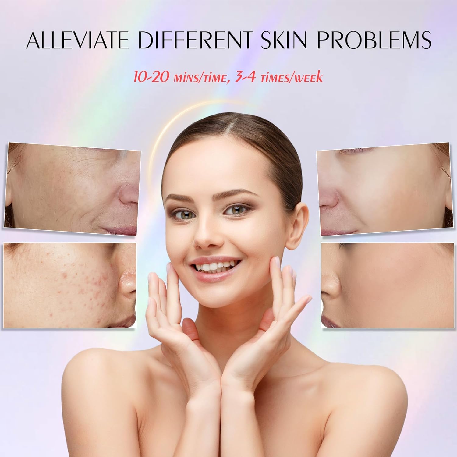 Red Light Mask for Face, Silicone Soft LED Face Mask with Remote, 660nm & 850nm Red Light Mask with Timing Function, Reduced Wrinkles, Anti-Aging, at Home (Grey)