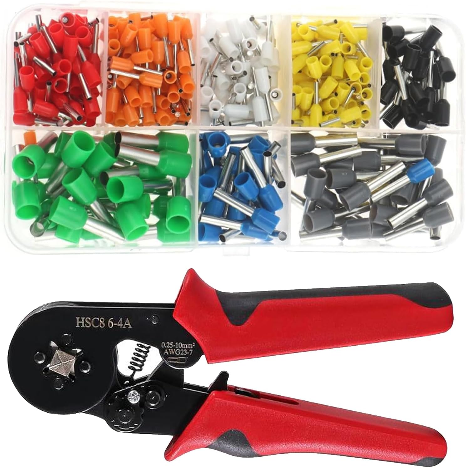 Ferrule Crimping Tool Kit AWG23-7 Self-Adjustable Ratchet Wire Crimping Tool Kit Crimper Plier Set with 400pcs Wire Terminals Crimping Connectors Wire End Ferrules Terminals