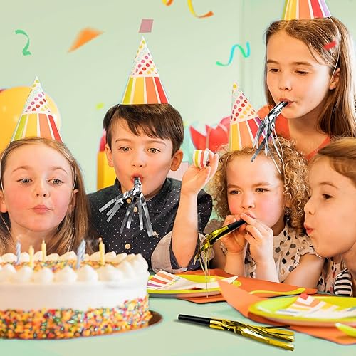 Miniatura 5 de 24 piezas de ruidos dorados, cuernos de fiesta y sopladores para adultos y niños, emisores de ruido para cumpleaños, eventos deportivos, festivales,