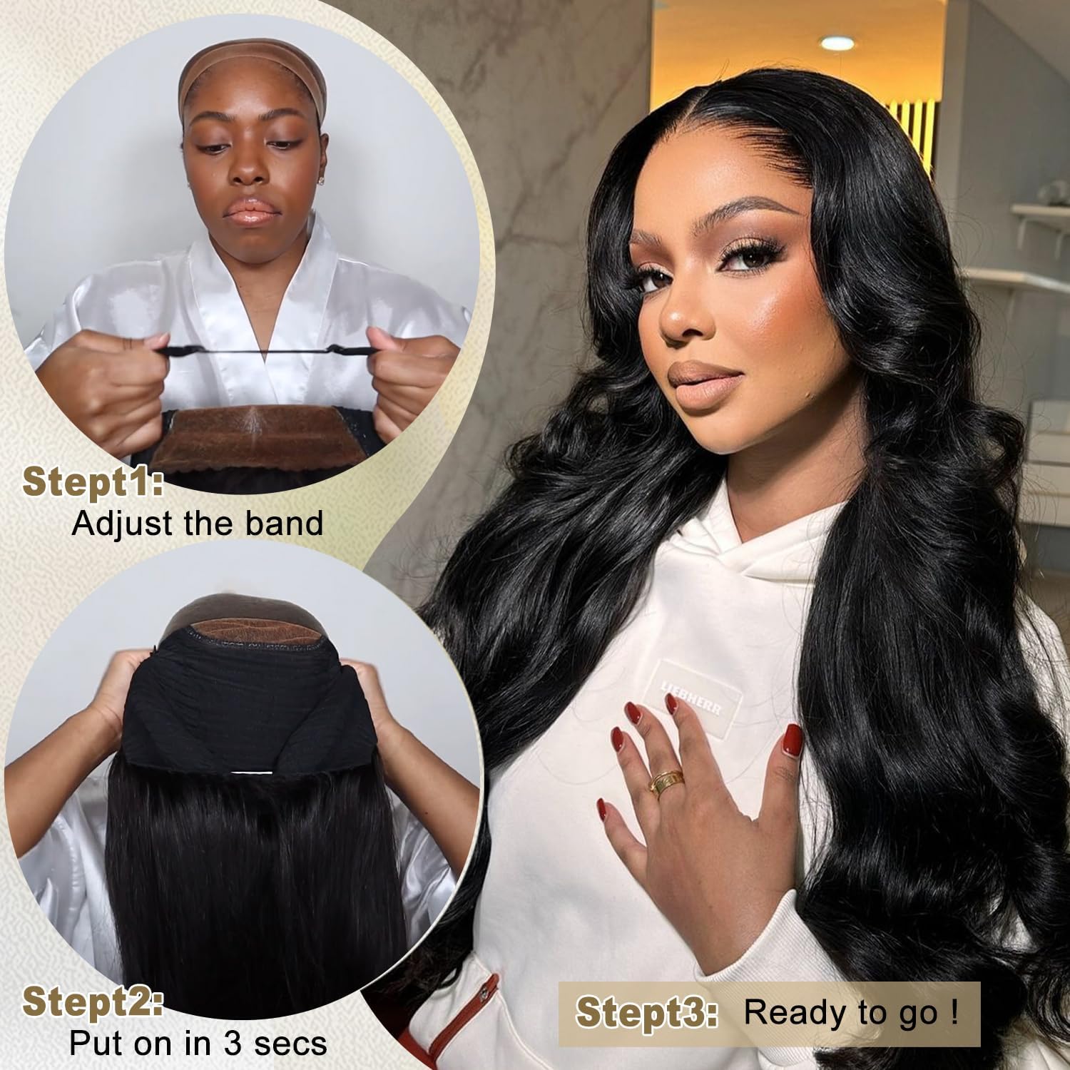 Wear and Go Glueless Wigs Human Hair Pre Plucked Pre Cut 220% Density Lace Front Wigs Human Hair 9x6 Closure Body Wave Wig Human Hair 22 inch Black Wig for Women