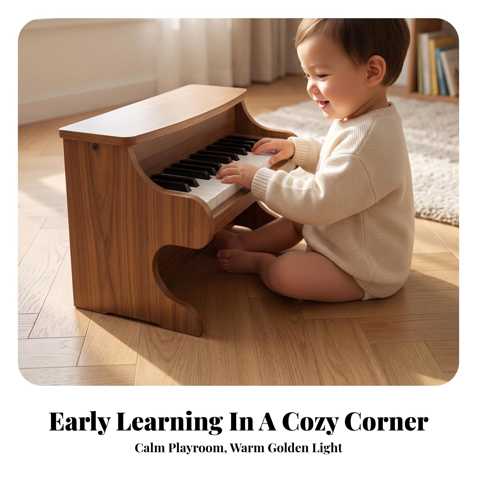 Piano J en Bois Compact | Piano Droit Miniature, pr Crèche, Pits, Noir