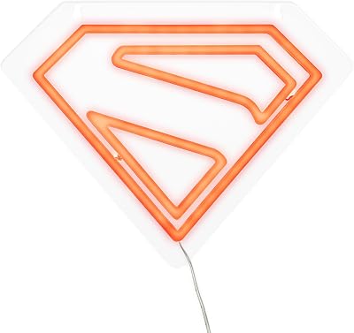 Paladone - Lampada LED logo Superman, da parete, con cavo di alimentazione, decorazione per case e altri ambienti, regalo per i fan dei supereroi, licenza ufficiale DC Comics