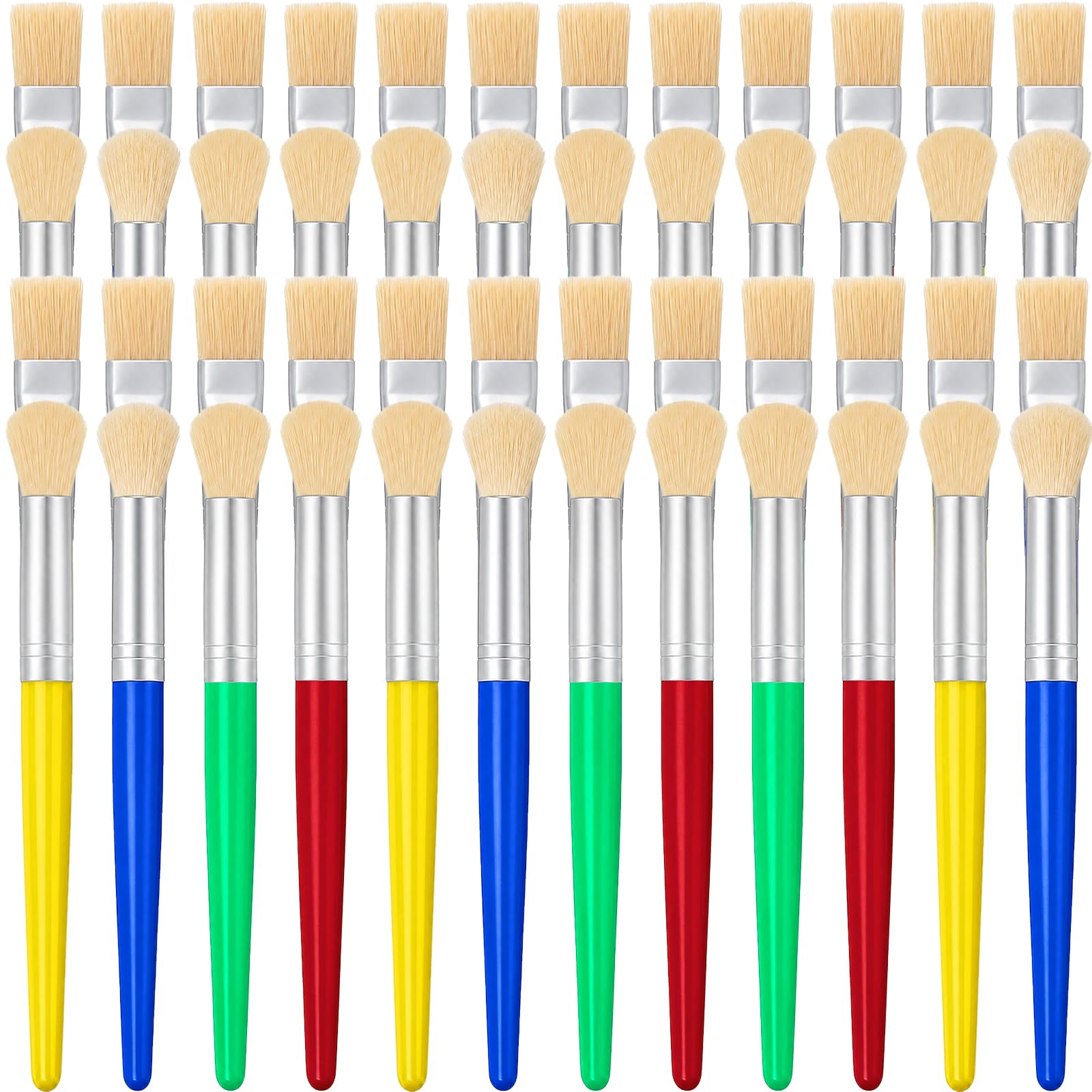 48 Pcs Large Paint Brushes Set, 19cm Art Brushes, 24 Flat & 24 Round Tips