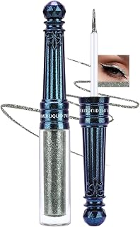 Grey Liquid Glitter Eyeliner Metallic Iridescent Eye Shadow, #6 | Pigmented, shiny, long-lasting, waterproof formula, sparkling durable, drought-resistant, metallic glitter look