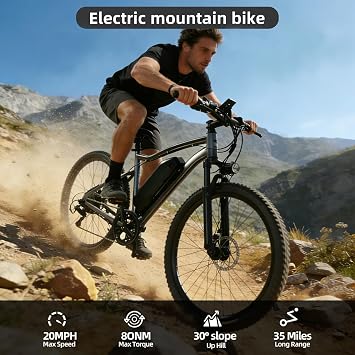 Electric Bike for Adults, Peak 750W Brushless Motor, Top Speed 25 mph, Range 35-40 Miles, 26-inch Mountain E-Bikes, Unisex Commuter Suitable Cit/Mountain/Road Use,7 Speed/UL Certified ebikes