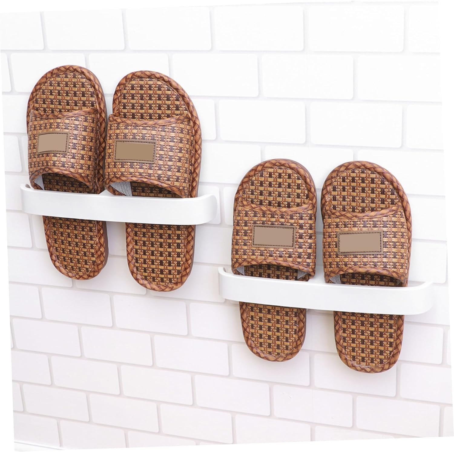 5pcs Wall Mounted Slippers Organizer PP Hanging Shoe Rack White