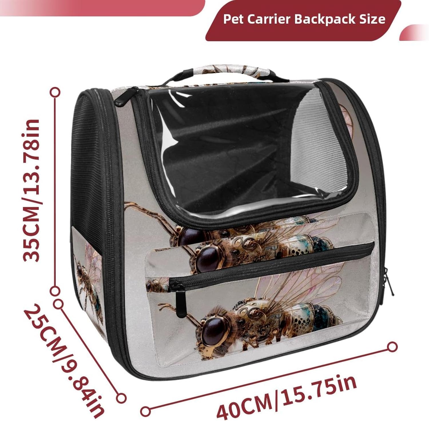 Bee (18) Pet Carrier Airline Approved Soft Sided Portable Cozy Travel Pet Bag, Car Seat Safe Carrier for Cats and Dogs