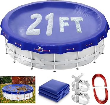 21 Ft Round Winter Pool Cover, 2025 Upgraded Extra Thick Durable Above-Ground Pool Winterizing Kit, Premium Shielded Design for Seasonal Protection, 10-Year