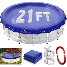 21 Ft Round Winter Pool Cover, 2025 Upgraded Extra Thick Durable Above-Ground Pool Winterizing Kit, Premium Cold-Resistant & UV Shielded Design for Seasonal Protection, 10-Year