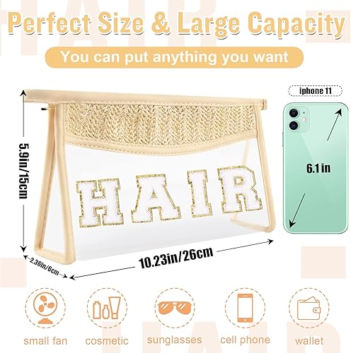 Miniatura 2 de izuzta Bolsa de maquillaje transparente boho para mujeres y niñas, Cabello