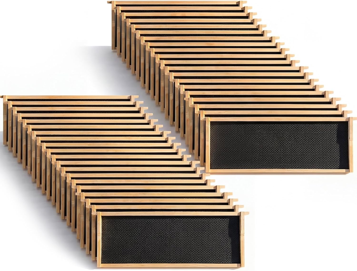 40 Pack Deep Beehive Frames and Foundations Beeswax Coated Food Grade Sheets Cedar Wood Unassembled Frames for Langstroth Deep Brood Boxes Easy to Assemble(Black,19 x 17.6 x 6.3 Inches)