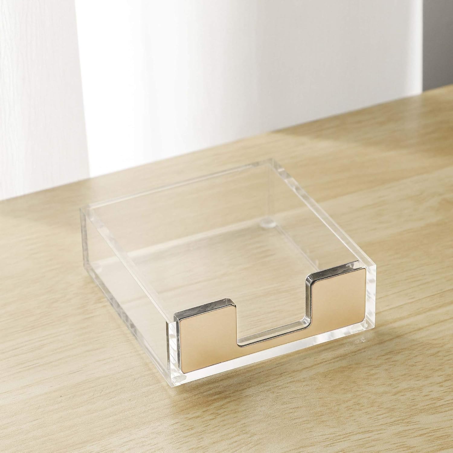Sticky Note Holder Acrylic Clear Sticky Notes Dispenser Desk Modern Notepad Holder Self Stick Memo Pad Holder with Gold U-Shaped Opening for Office School Home Desk Organization : Office Products