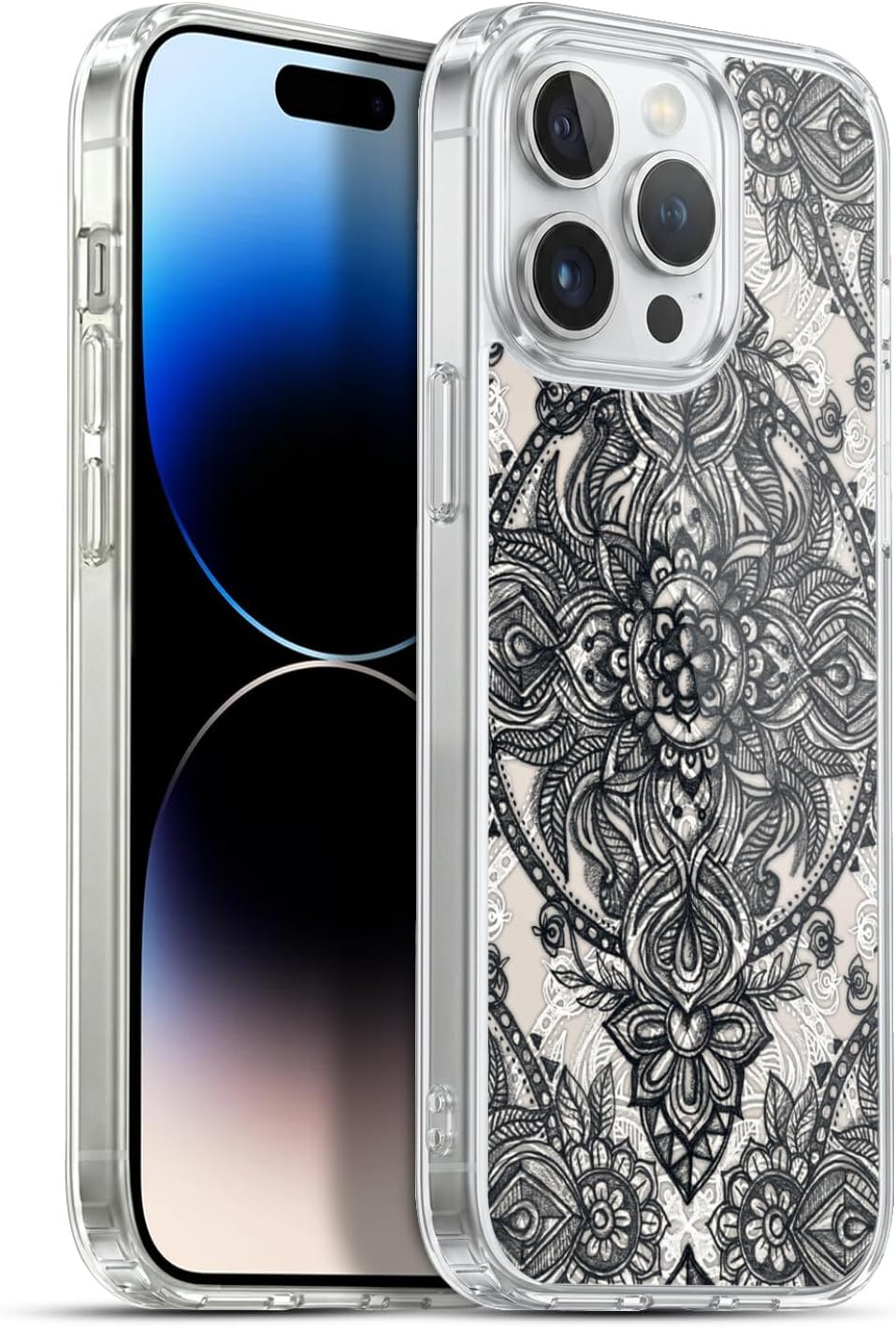 Head Case Designs Officially Licensed Micklyn Le Feuvre Denim Blue Lace Pencil Doodle Mandala 3 Soft Gel Case Compatible with Apple iPhone 13 Pro Max