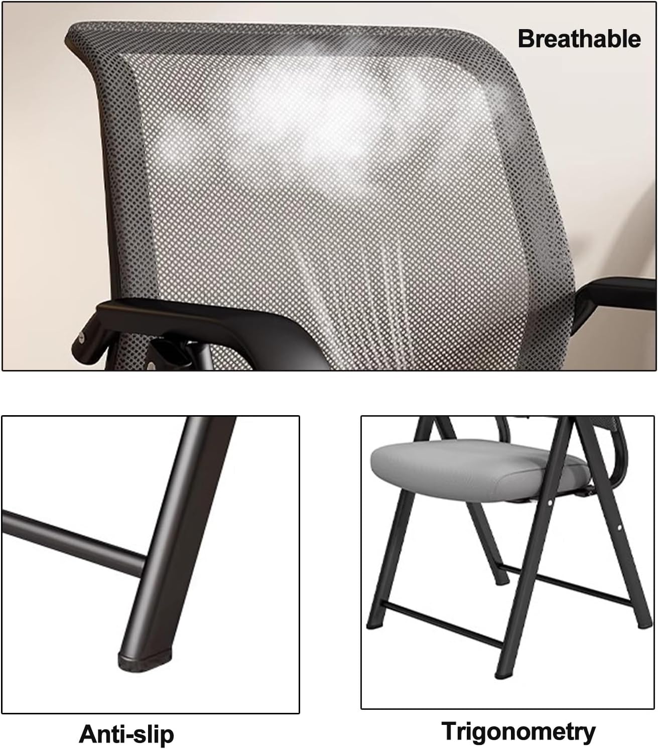 Padded Folding Chair, Folding Chairs with Cushion, Foldable Chairs Indoor for Bedroom Patio Party Event Foldable Dining Chairs(Black)