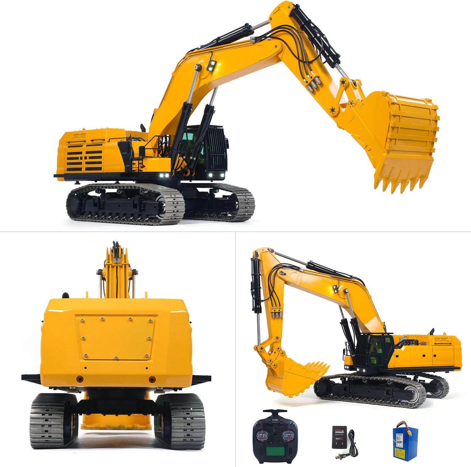 TOUCAN RC HOBBY 1/12 Metal RC Hydraulic Excavator 395F Remote Control Digger Dual Pump RTR Heavy Machine Flysky ST8 Radio Battery 6CH Valve 2pcs Pumps Adults