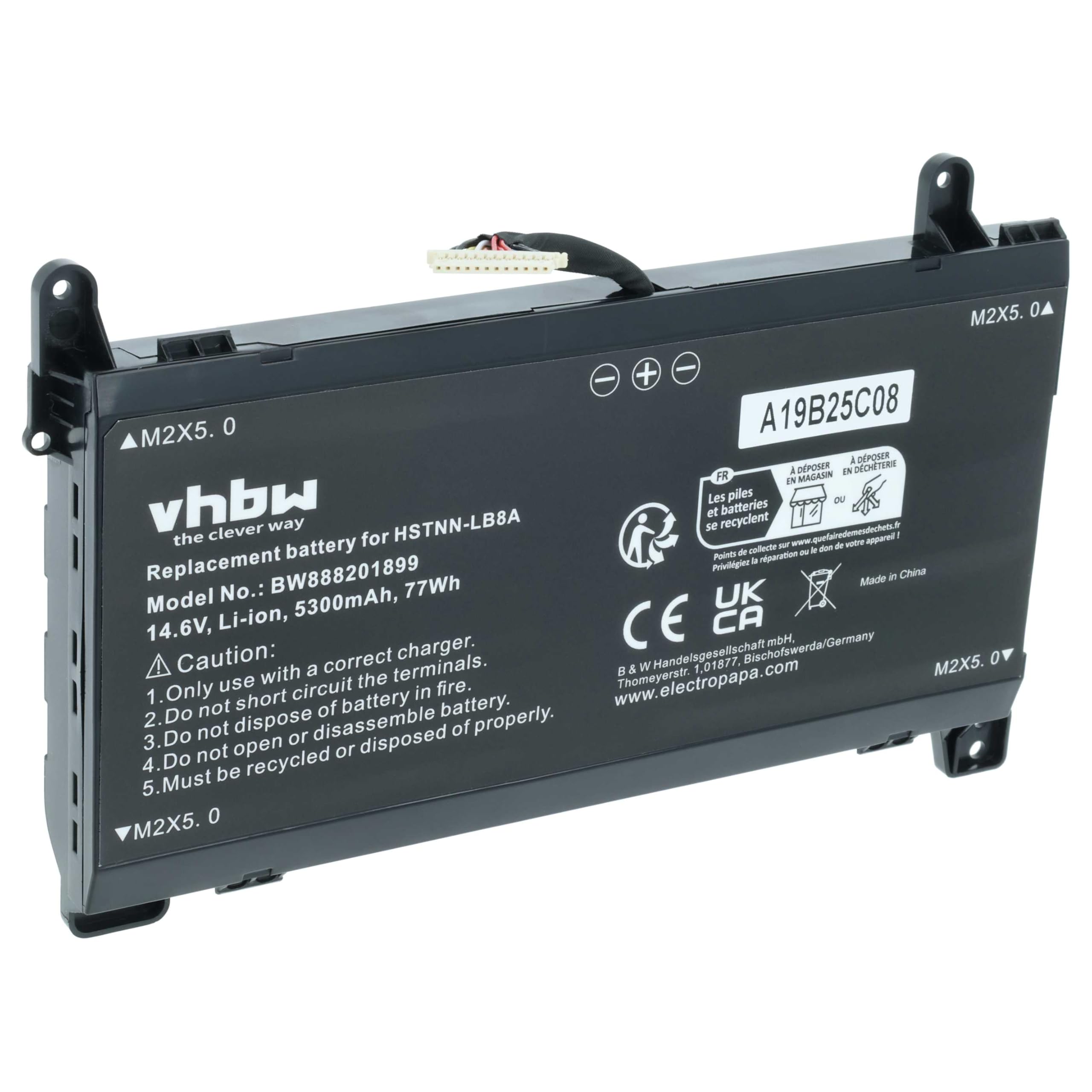 vhbw Batería reemplaza HP FM0808, FM08, 922753-421, 922752-421, 922977-855, 922976-855 para Notebook (5300 mAh, 14,6 V, Li-Ion)
