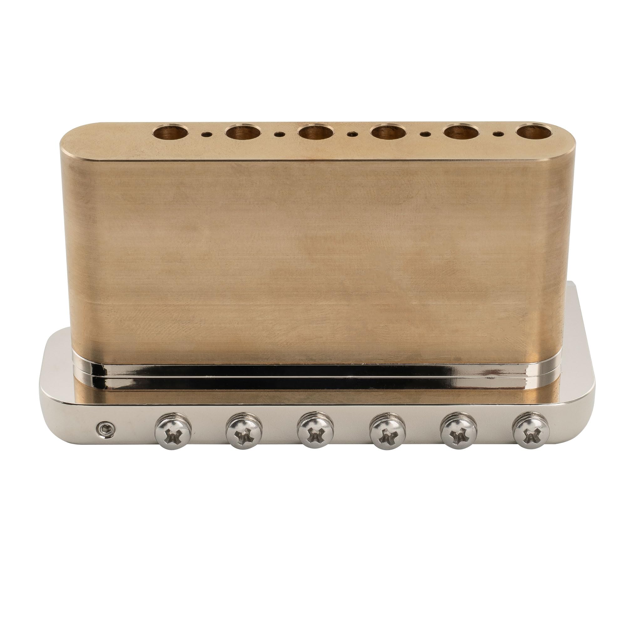 Musiclily Ultra 52,5mm Puente Trémolo 6 Tornillos Filo Navaja de Latón Macizo con Bloque 36mm para Guitarra Eléctrica tipo Strat, Nickel