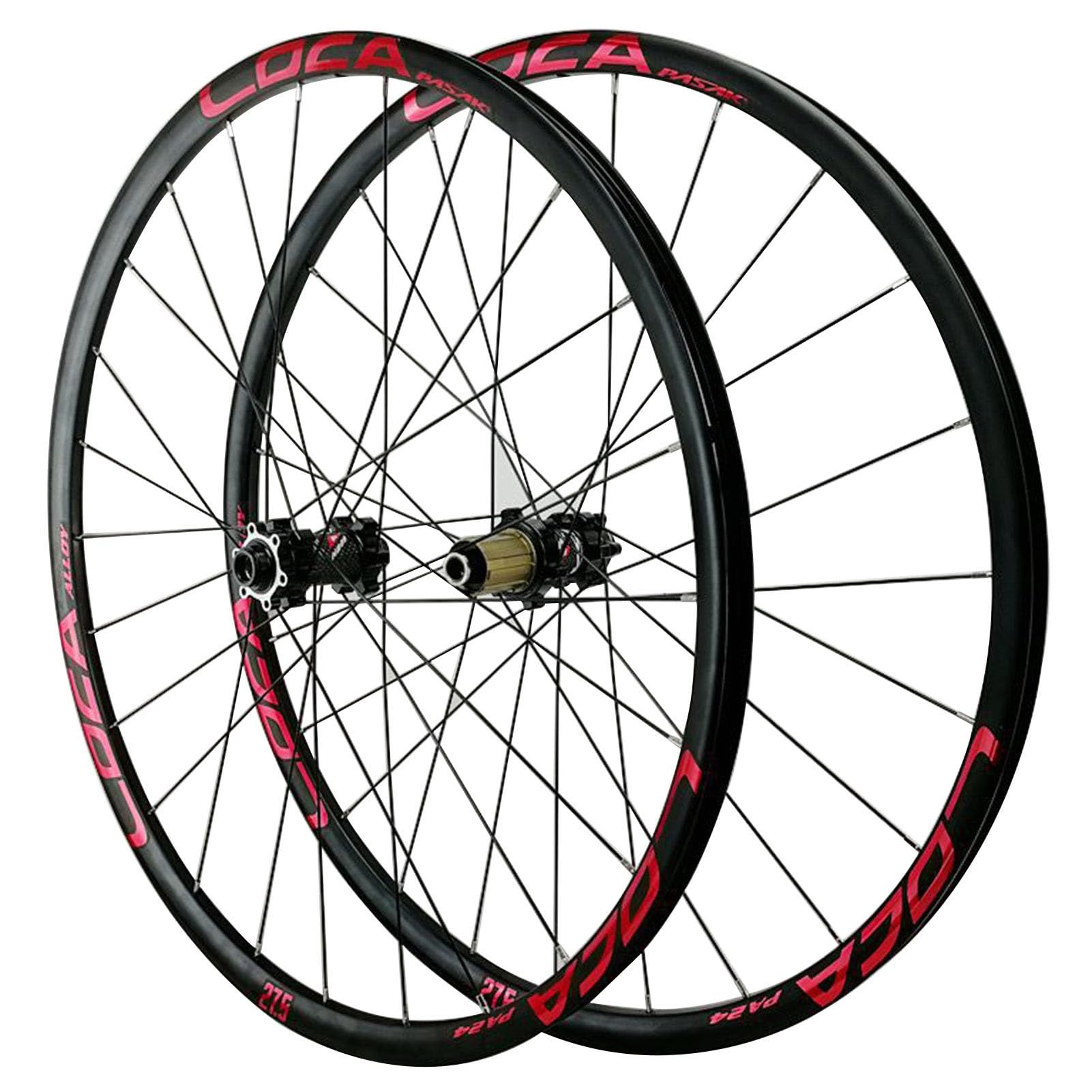 Set di Ruote MTB in Lega da 26/27,5/29 Pollici, Perno Passante, Freni a Disco Anteriori e Posteriori da 15 mm, 4 Cuscinetti, 8-12 velocità, per Mountain Bike con Pneumatici da 25-35 Pollici.