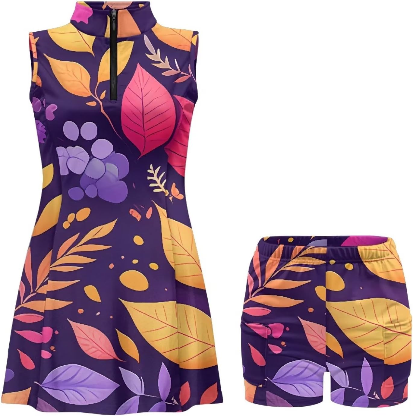 Sugar Skull Womens Tennis Dress Peony Daisy Flower Sleeveless Sports Workout Dresses Kapibala Dinosaur Golf Outfit