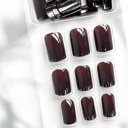 Miniatura 10 de GRITOSE Taro - Uñas postizas cuadradas a presión, uñas postizas hechas a mano, uñas postizas acrílicas medianas y cortas, kits de uñas postizas