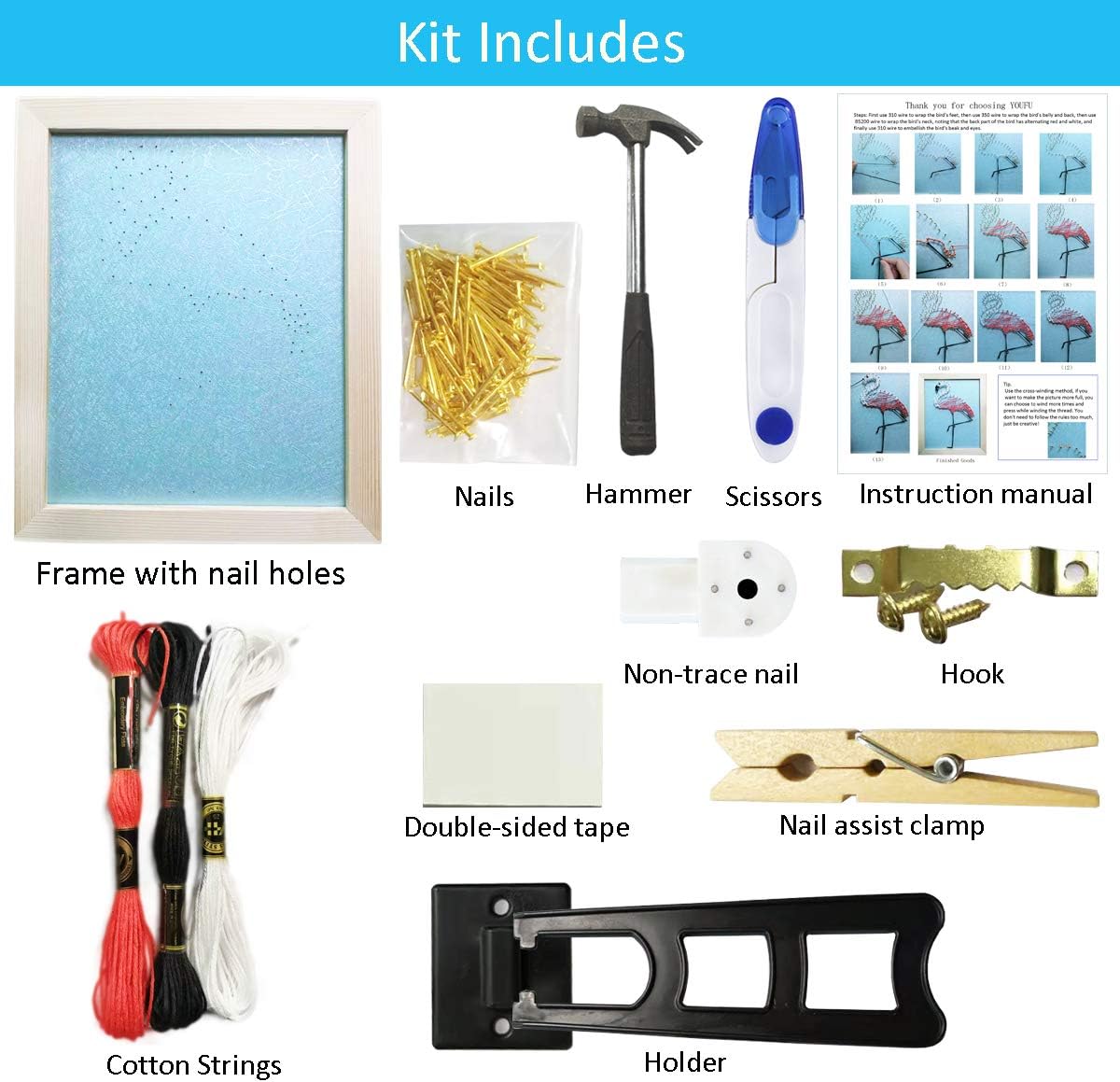 YOUFU DIY String Art craft Kit for Adults,Teens,Beginner,kids.Include All Necessary Accessories and Frame,Adults Crafts Kit,Home Wall Decorations Unique Gift(Flamingo)