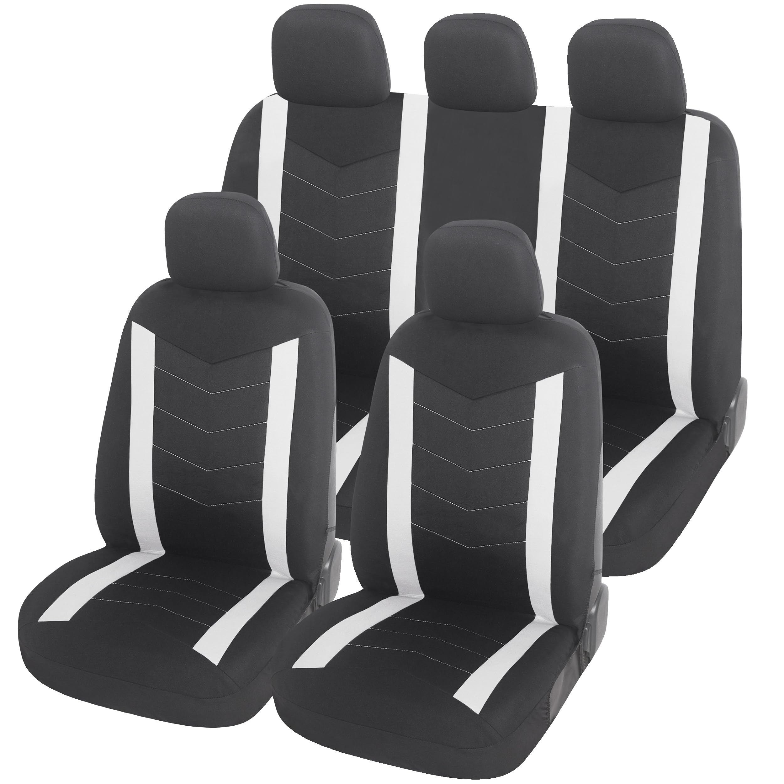 upgrade4cars Housse de Siege Voiture Universelle Noir Gris | Ensemble de Housses Siège Auto Universel | Couvre Sieges pour Avant et Arrière