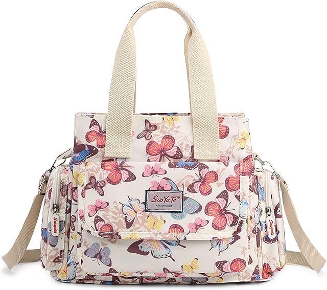 DIRRONA Colourful Women's Bag Nylon Women Shoulder Bag Casual Travelling Ladies Messenger Bag Multi Pockets Waterproof Nylon Handbag Bags School Daily Use Fashion Printing