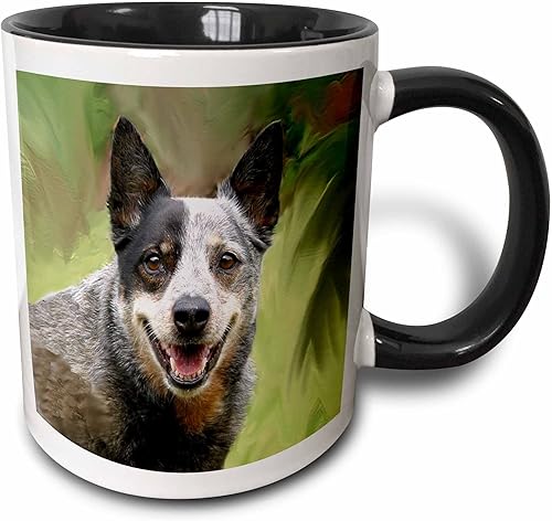 3dRose Australian Cattle Dog - Taza negra de dos tonos, 11 onzas, multicolor 3dRose Australian Cattle Dog - Taza negra de dos tonos, 11 onzas, multicolor