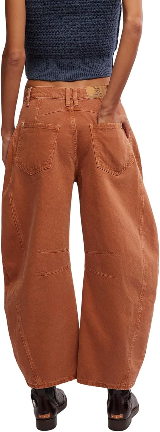 Free People Women's Good Luck Mid-Rise Barrel Jeans - Image 2