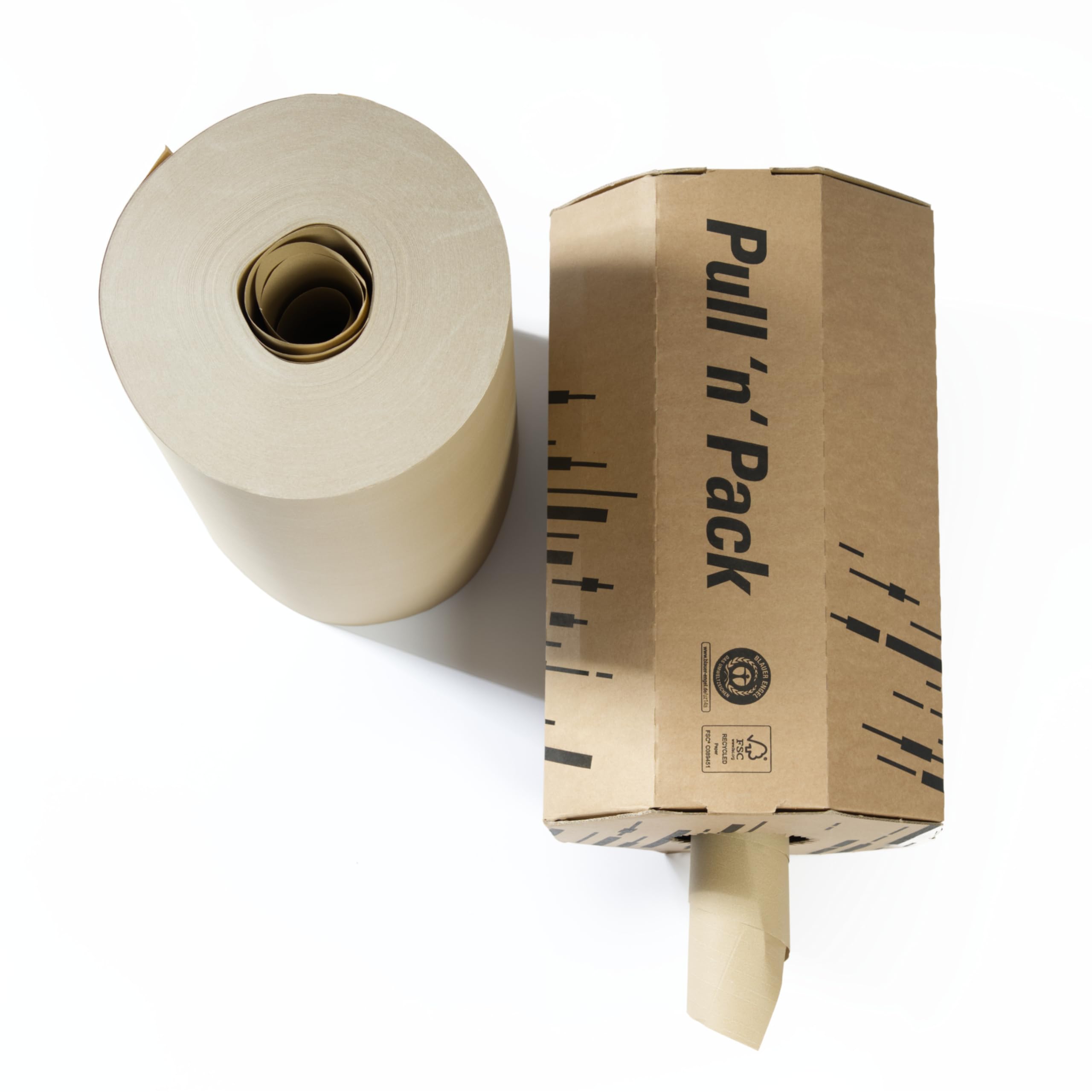 LEIPA Pull 'n' Pack Refill | 2 Rollen à 350m (700m) | Braun | Nachfüllrollen ohne Spender, passend für alle Systeme | Blauer Engel | 100% Recyclingpapier