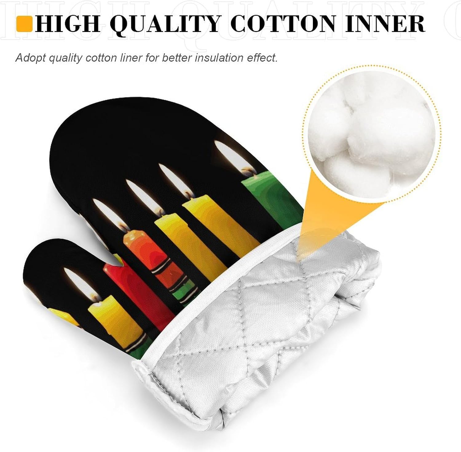 Heat Insulation Gloves, Kwanzaa Candles Printed Heat Insulation Gloves,new Heat Insulation Gloves,thick Heat Insulation Gloves image 4