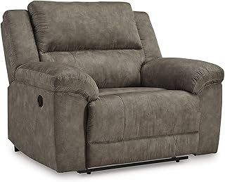 Signature Gray Faux Leather Wide Seat Recliner