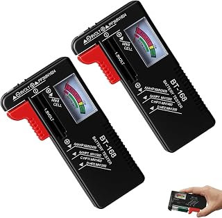 2 unidades de probador de batería BT-168, dispositivo universal de prueba de batería para pilas AA AAA C D 9 V 1,5 V, comprobador de batería analógico compacto para pilas estándar y recargables, fácil