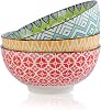 AHX Porcelain Large Serving Bowls - Salad Soup Noodle Ramen Bowls - Big Cereal Pasta Bowl Set - 3 Pack Large Capacity Ceramic Bowl Sets -Microwave & Dishwasher Safe - 8inch(57oz/1.8 Quart