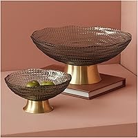 Vista 5 de Frutero para encimera de cocina, cesta de frutas, platos de exhibición de caramelos, cuenco de fruta de frutas ligero de vidrio de viento de lujo