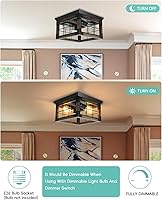 Vista 4 de Lámpara de techo de montaje empotrado estilo granja, 2 luces, lámpara de techo de granja, lámparas de cocina de esquina con enchufe E26, lámparas