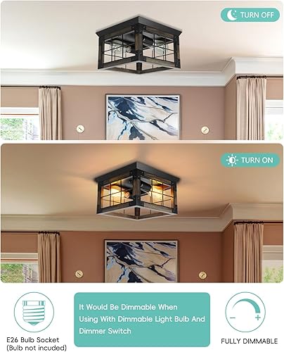 Miniatura 4 de Lámpara de techo de montaje empotrado estilo granja, 2 luces, lámpara de techo de granja, lámparas de cocina de esquina con enchufe E26, lámparas