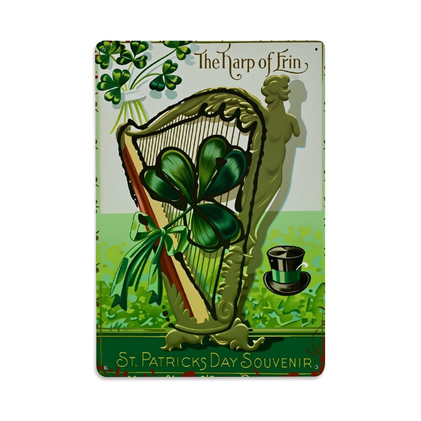 Enderetf Vintage Harp Clover Ribbon Top Hat Tin Sign Metal Poster, Home Bar Garage Man Cave Cafe Indoor & Outdoor Wall Decoration 8X12inches